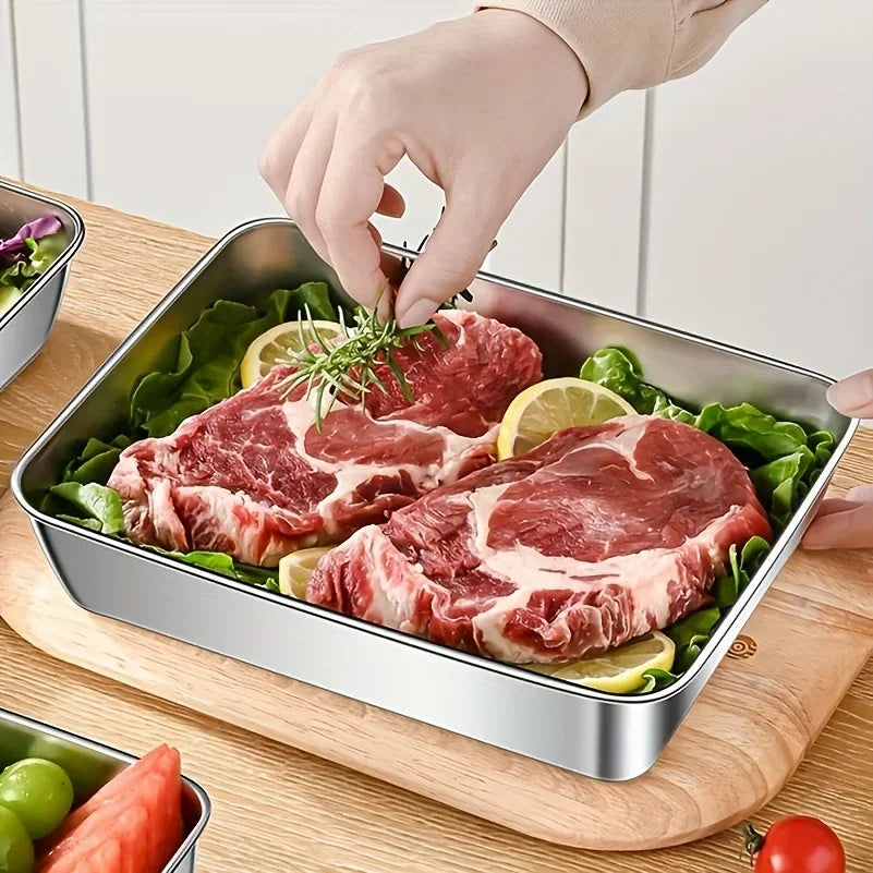 5Pc Stainless Steel Food Storage Containers Set - Leak-Proof Lids, Dishwasher Safe for Sandwich/Fruits/Home/Party