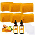 Turmeric Soap & Essential Oil Set, Includes 6 Turmeric Soaps, 2 Essential Oils & 3 Soap Savers, Daily Skincare Set for Men & Women, Shower Gift Set #GLOBAL PICKS