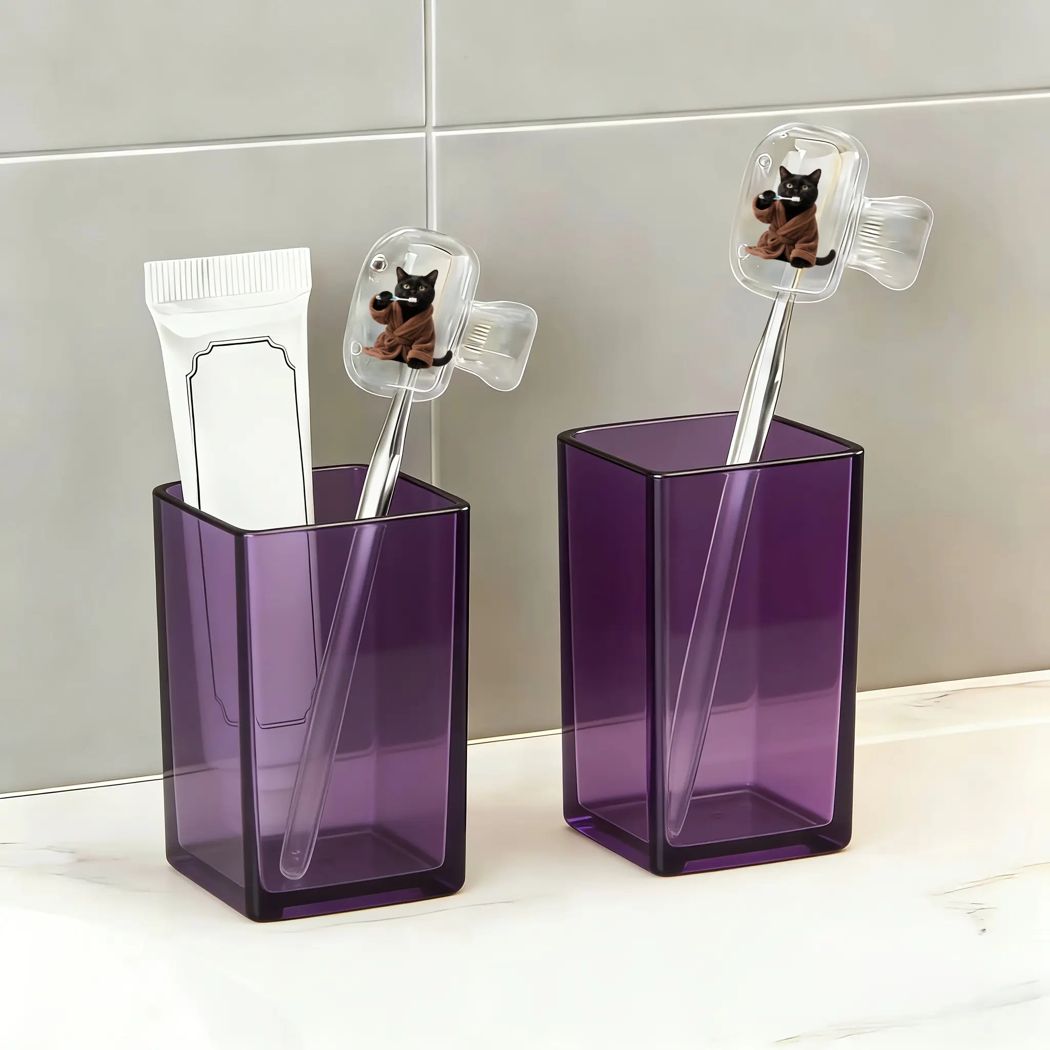 2Pc Home Toothbrush Holder Clips, Portable Travel Toothbrush Dust Cover, Simple Toothbrush Protector, Practical Daily Use Storage, Toothbrush Organizer