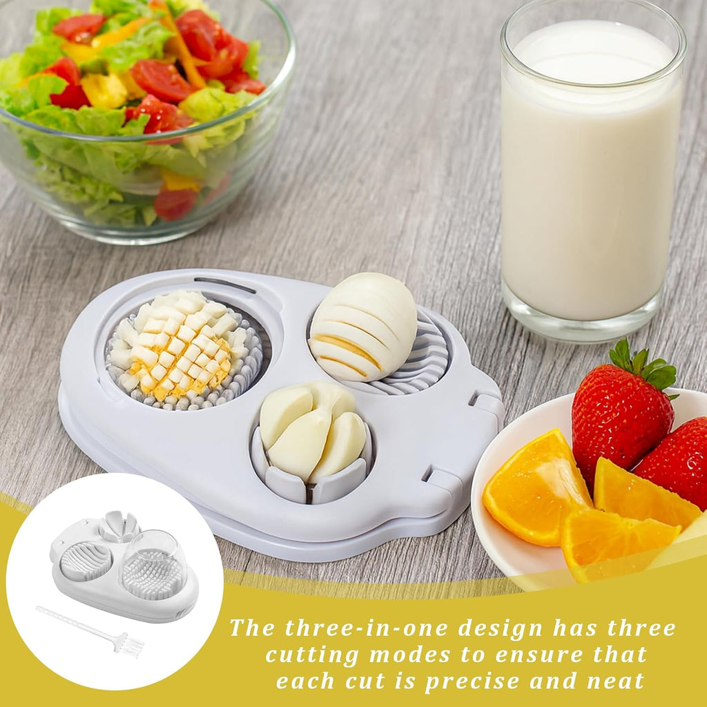 2 Pcs 3 in 1 Egg Slicer,Egg Slicer for Hard Boiled Eggs,Stainless Steel Strawberry Slicer,Egg Cutter,Egg Opener for Hard Boiled Eggs,3 Slice Modes for Strawberry, Mushroom, Grape, Cherry Tomato