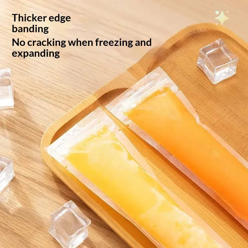100-Pack Value Disposable Popsicle Mold Bags - Leakproof Zip-Seal Freezer Tubes with Silicone Funnel, Kitchen Utensil for Freezing Juice, Freezer Safe Lolly & Ice Cream Moulds