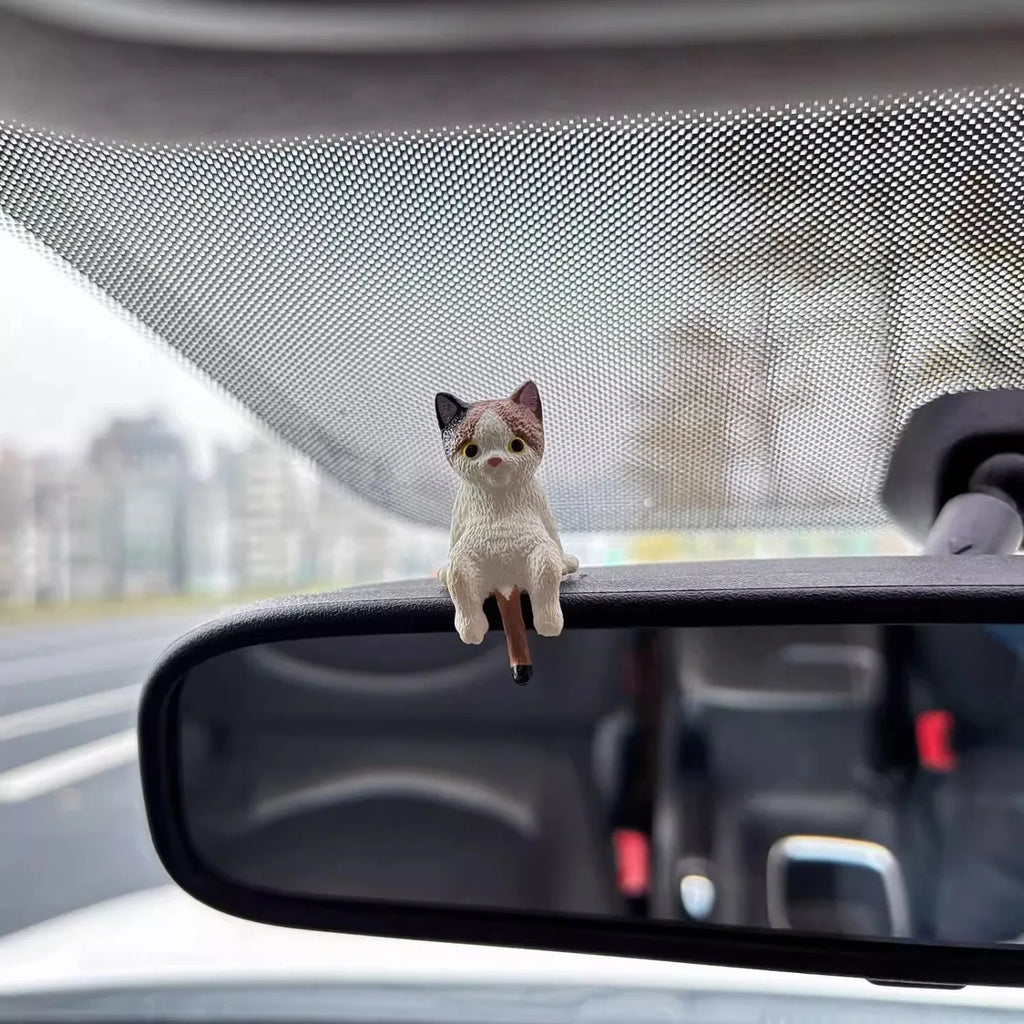 4Pcs Cute Kitten Decoration Creative Sleeping Cat Doll Automobile Screen Ornaments Toys Cat Micro Landscape Decoration Gifts