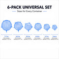 6-Pack Silicone Stretch Lids (2.6In, 3.7In, 4.3In, 5.5In, 6.3In, 7.7In) - Bpa-Free Food-Grade Reusable Covers for Bowls, Pots, Cups