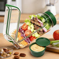 Portable-Salad-Jar Side Opening,Salad-Pod with Dressing Cup 33.8 Oz | 2.5 Oz Cup, Lid Container for Lunch Lid Converts to Bowl Leakproof Design for Office, Travel, Picnic, Meal Prep (Green)