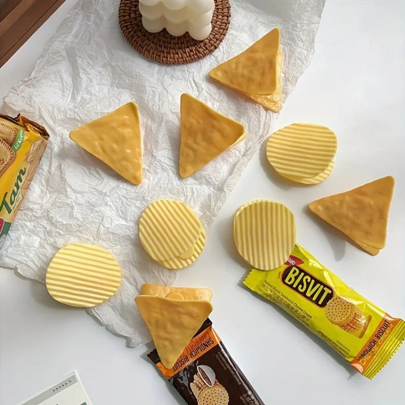 4PCS Chip-Shaped Food Bag Clip Versatile Fresh-Keeping Sealed Clip for Snack Bags Bills Documents Durable Fun Kitchen Organizers