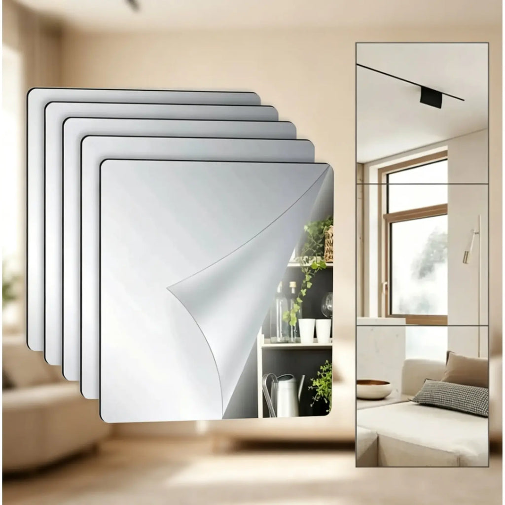 Borderless Bendable Acrylic Mirror Sheets 11.82*15.72In, No-Drill Self-Adhesive Wall Reflective Decor for Gym, Yoga Room & Bathroom