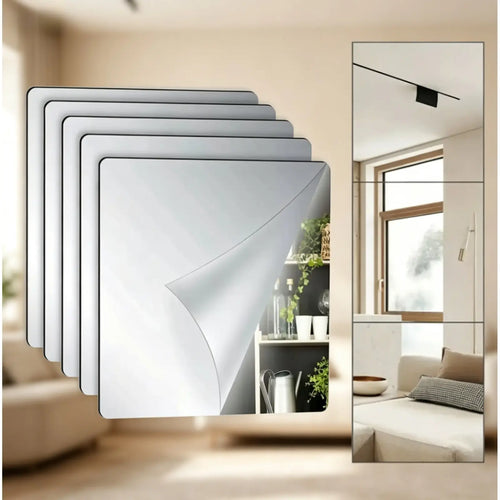 Borderless Bendable Acrylic Mirror Sheets 11.82*15.72In, No-Drill Self-Adhesive Wall Reflective Decor for Gym, Yoga Room & Bathroom