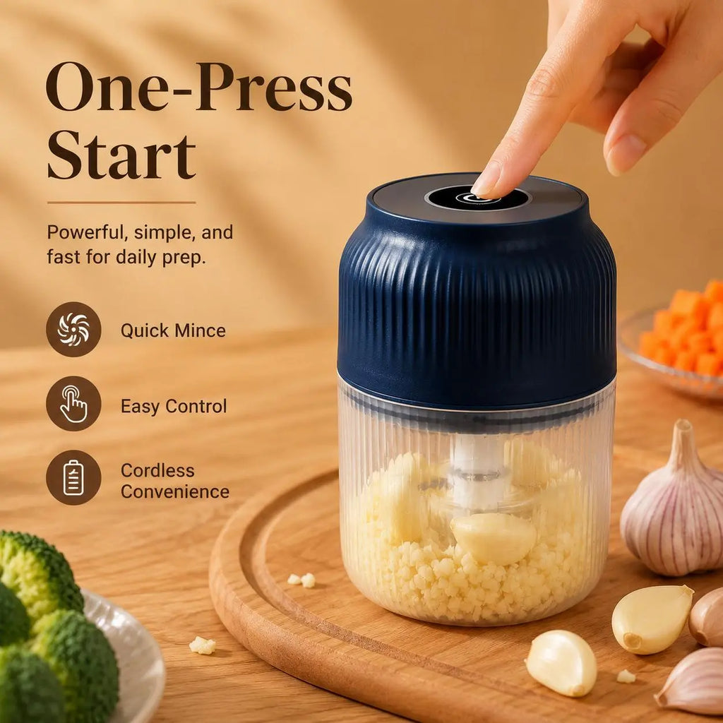 Upgraded 400Ml Electric Food Chopper – 6-Blade USB Rechargeable Mini Food Processor – High-Speed Grinding for Garlic, Meat, Vegetables & Herbs – One-Touch Operation for Quick Meal Prep – Portable Kitchen Gadget for Home & Camping