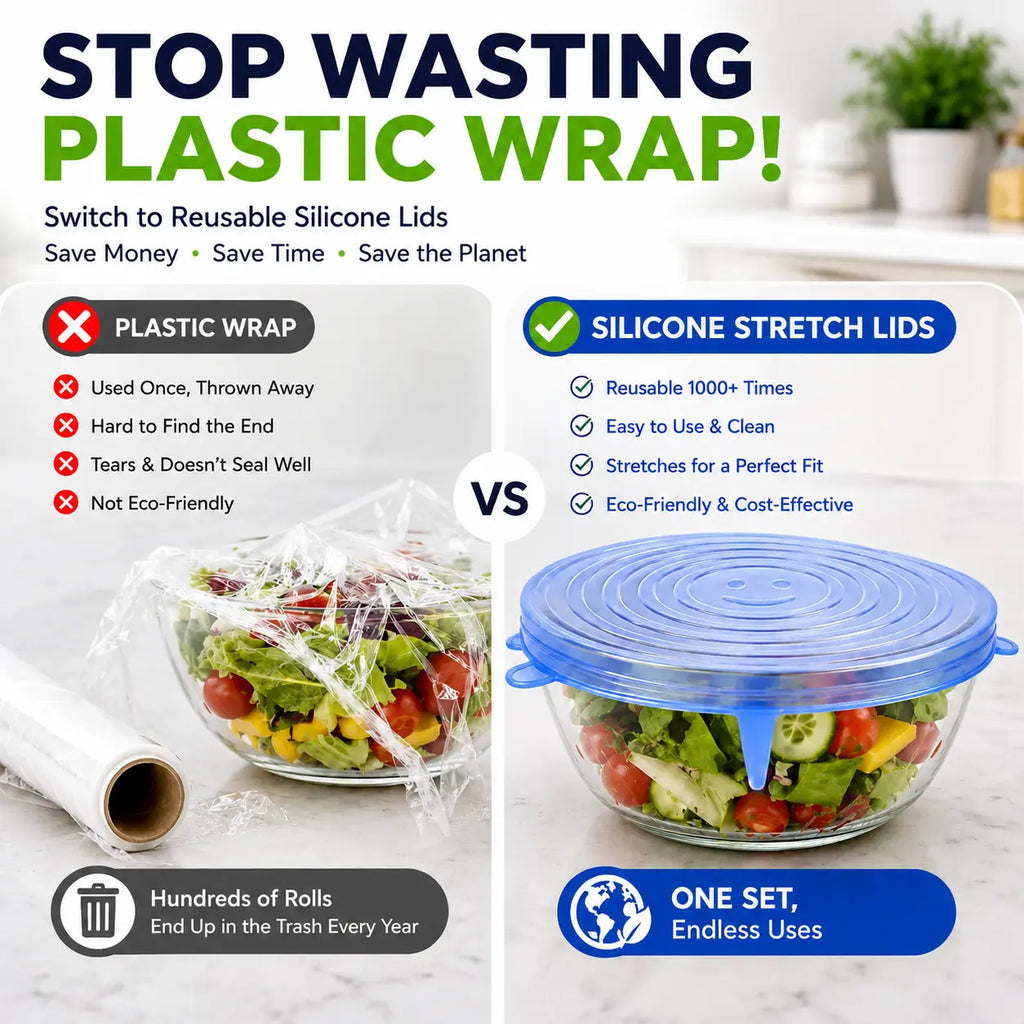 6-Pack Silicone Stretch Lids (2.6In, 3.7In, 4.3In, 5.5In, 6.3In, 7.7In) - Bpa-Free Food-Grade Reusable Covers for Bowls, Pots, Cups