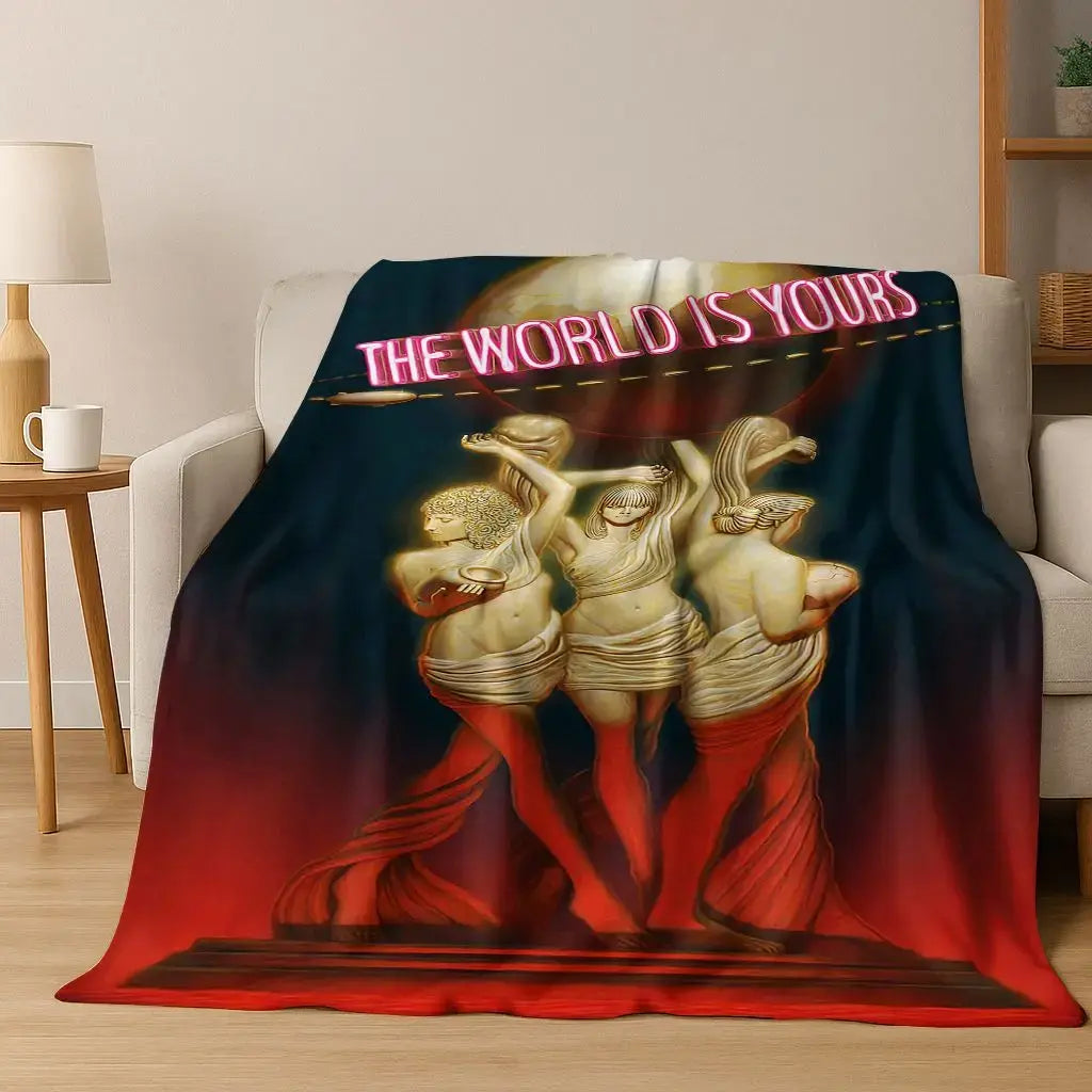 Classic Scarface Tony Montana Film Poster Art Flannel Fleece Blanket, Soft Cozy Warm Lightweight, Room Accessories for Bed/Sofa/Couch, Gift for Movie Fans