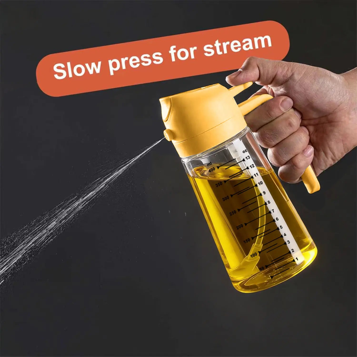 CXINYI 16Oz/470Ml Bpa-Free & Safe PP Glass Oil Sprayer Dispenser, 2-In-1 Heat-Resistant 0-500Ml Oil Mister, Precise Control Kitchen Utensil for Everyday Cooking, Air Fryer Accessories