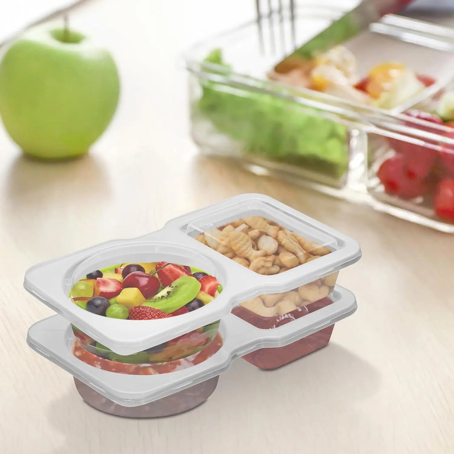 20 Sets Reusable Snack Container, Condiment Containers with Lid, 2 Compartments Dipping Container for Refrige, Portion Control Containers, Takeaway Sauce Dip Case for Outdoor