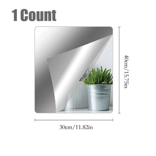 Borderless Bendable Acrylic Mirror Sheets 11.82*15.72In, No-Drill Self-Adhesive Wall Reflective Decor for Gym, Yoga Room & Bathroom